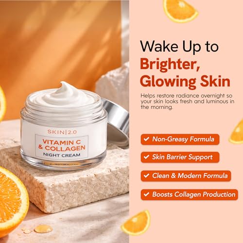 Vitamin C & Collagen Night Moisturizer - Skin 2.0 Hydrating Anti-Aging Face Cream, 1.69 fl oz
