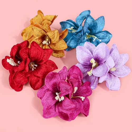 Velvet Lily Floral Hair Clips Set – 10 Pack Wedding Barrettes for Women