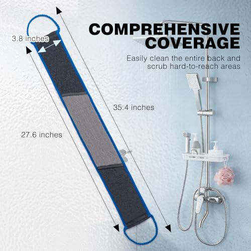 Back Scrubber for Shower - Dual-Sided Exfoliating Body Wash Strap with Handles, 2 Pack