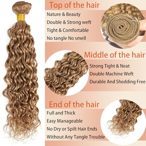 Fabimiya 14 Inch Water Wave Blonde Brazilian Virgin Human Hair Bundle