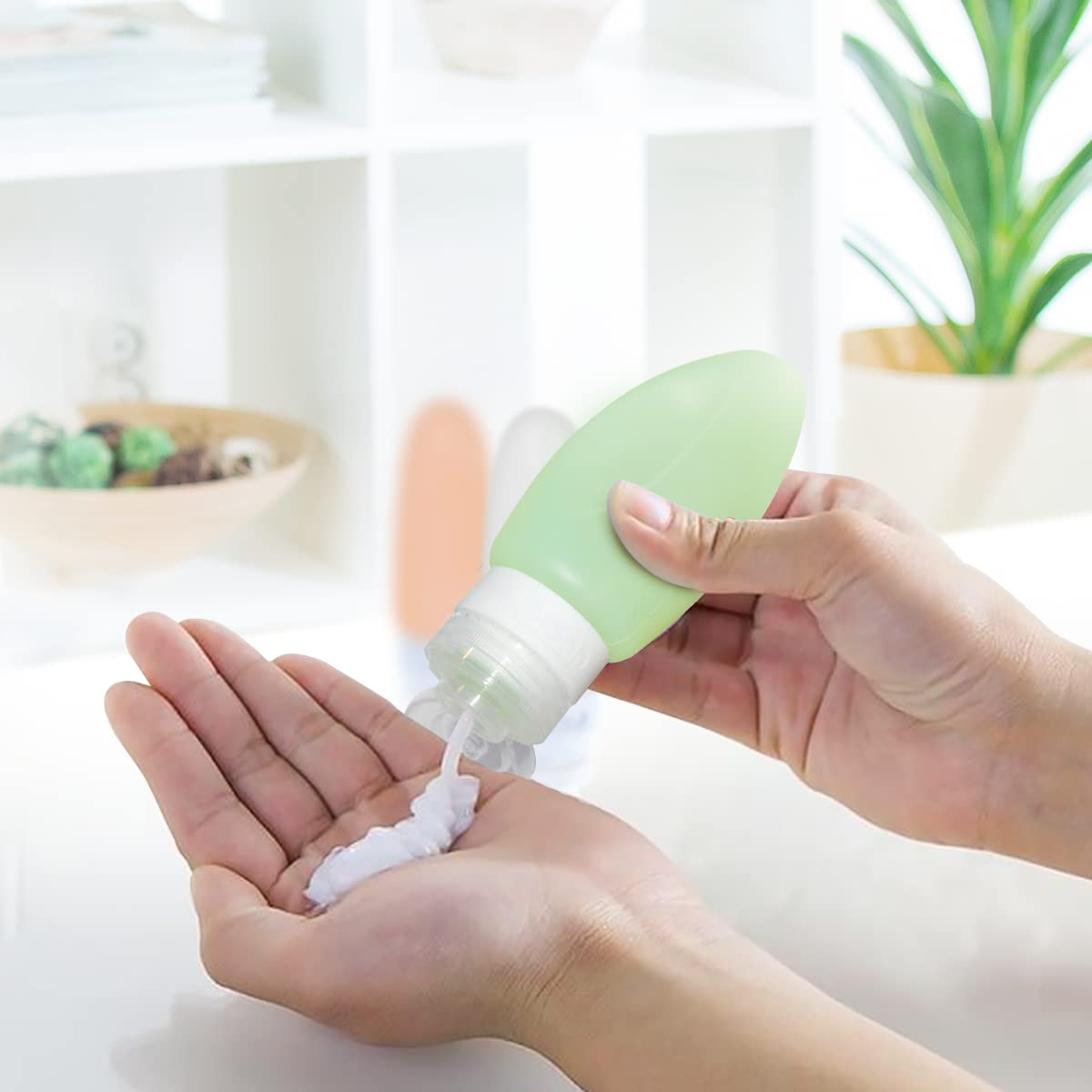 Dot&Dot Leak Proof Travel Bottles - Tubes for Liquid TSA Approved 2oz Silicone Toiletries Travel Shampoo & Conditioner Containers with Labels