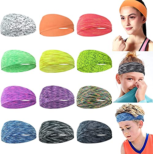 CÉLLOT 12-Pack Breathable Athletic Sweat Headbands for Sports & Yoga - Unisex, Moisture-Wicking, Non-Slip Fitness Headbands