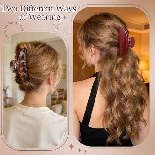 HairChrysm 4-Pack Large Acrylic Claw Clips for Thick and Fine Hair