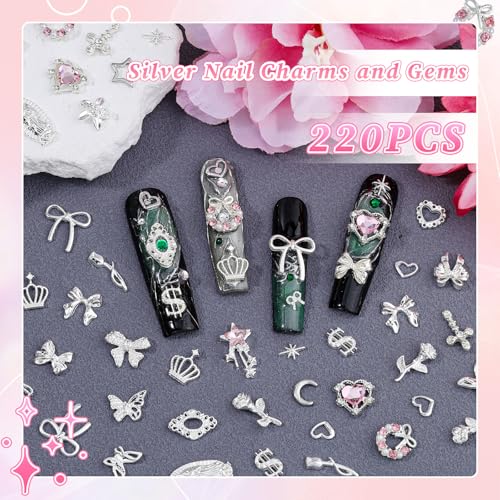 Silver Nail Charms 24 Styles 3D Religious & Decorative Nail Art Supplies