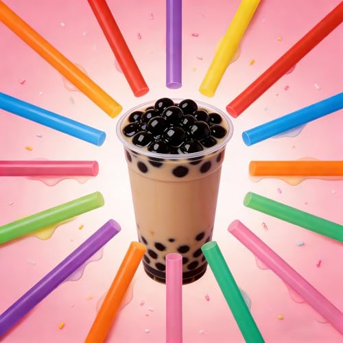 200 Pack Disposable Smoothie Straws - Bright Colors, 10.24 Inches
