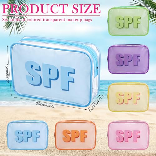 Reginary 6 Pcs SPF Clear Cosmetic Bags - Waterproof Travel Toiletry Organizers