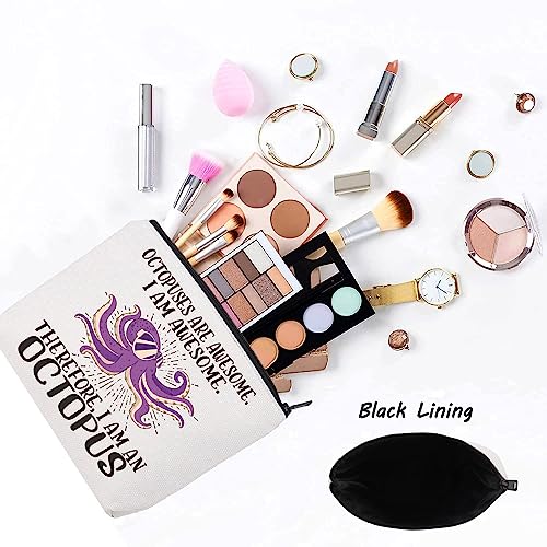 LEVLO Octopus Awesome Makeup Bag - Cute Cosmetic Pouch for Octopus Fans