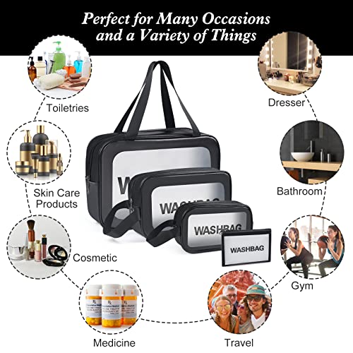 YuanCheng 4-Piece Waterproof PU Leather Travel Toiletry Bags Set