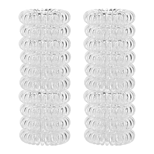 Clear Spiral Hair Ties - No Crease, 20 Pcs for All Hair Types