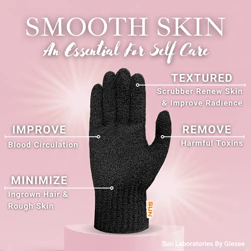 Sun Laboratories Exfoliating Gloves - 4 Pairs Body Scrubber & Tan Remover