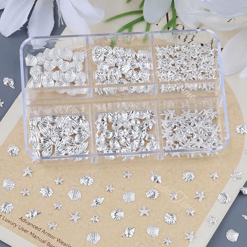 Ocean Nail Charms Set - Gold & Silver 3D Beach Nail Art Gems