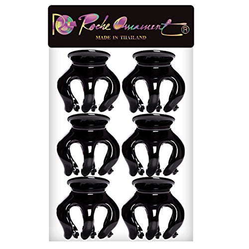 RC ROCHE Octopus Claw Clips for Thick Hair, 6-Pack Medium Black Clips