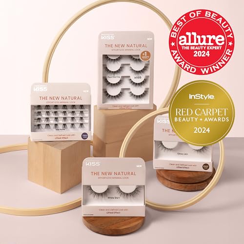 KISS High Bun Natural False Eyelashes - 4 Pairs, 12mm, Reusable