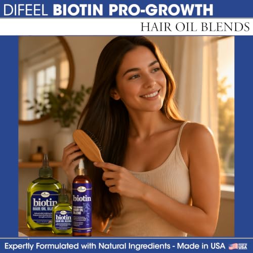 Difeel Biotin Hair Oil Blend - Lightweight Moisturizing Treatment, 12 oz