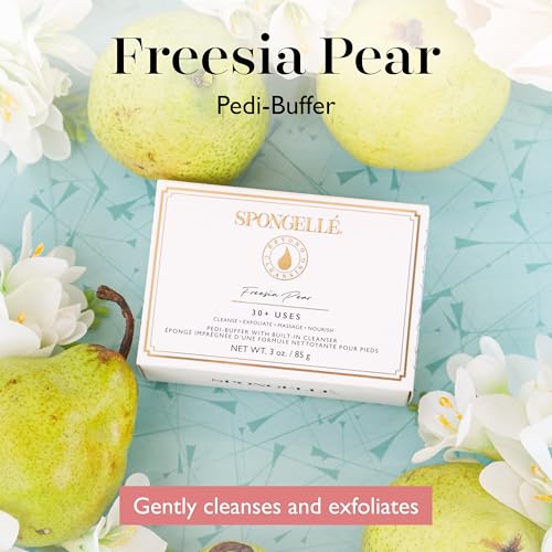 Spongellé Freesia Pear Pedi Buffer Foot Scrub & Sponge for Exfoliation & Moisturizing