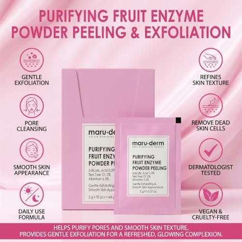 Maruderm Fruit Enzyme Powder Exfoliant for Face - Gentle Pore Cleansing & Brightening, 60g