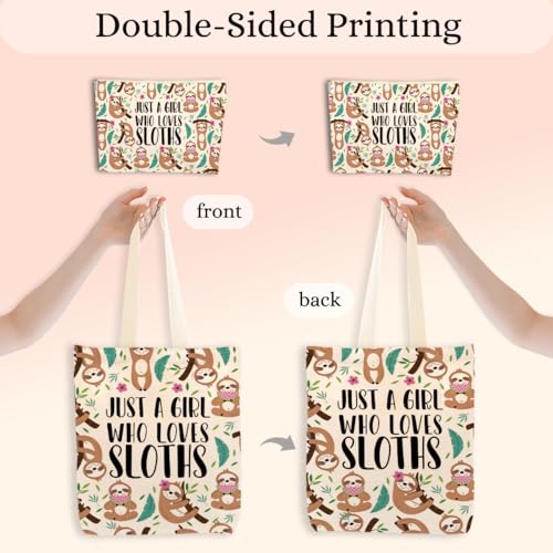 Jealance Canvas Tote Bag and Cosmetic Pouch Set for Women