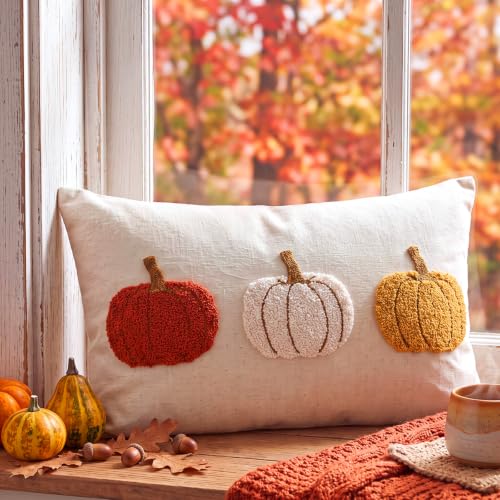 Boao Pumpkin Embroidery Pillow Cover 12x20 - Fall Decor