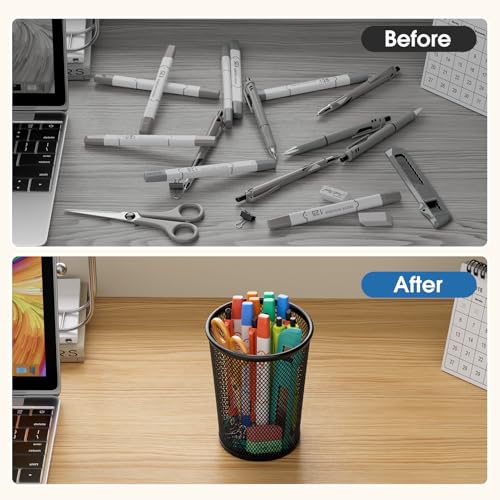 MaxGear Pen Holder 2-Pack - Mesh Metal Desk Organizer for Office & Home