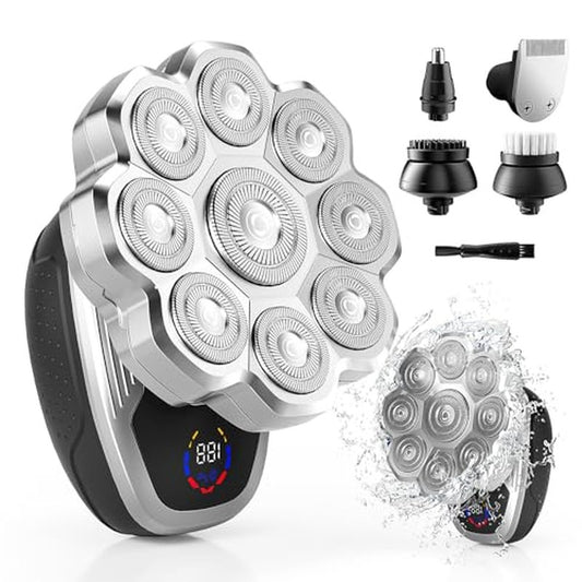Electric Razor for Men,Head Shavers for Bald Men,5-in-1 Electric Razors with Wet & Dry Bald Head Shaver,9D Floating Head Shaver Comes with Magnetic Detachable Blades