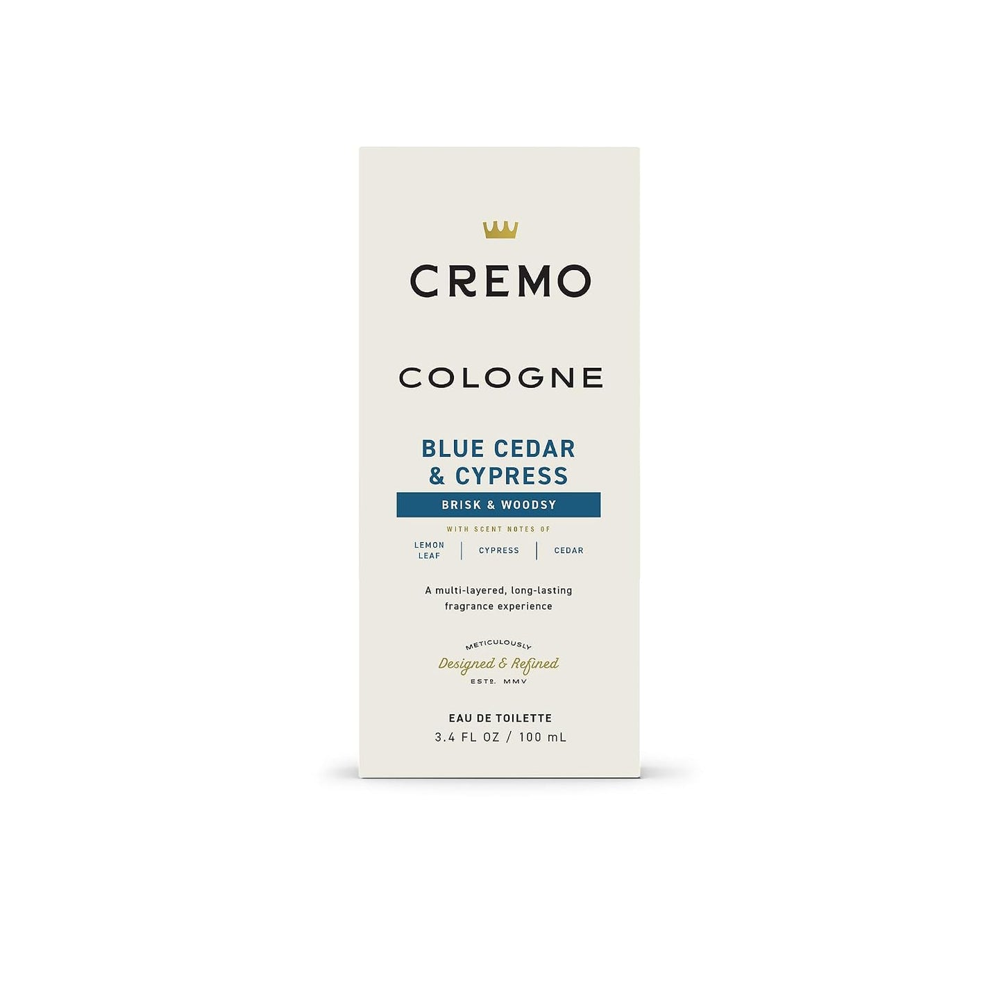 Cremo Cologne For Men - Blue Cedar & Cypress Woodsy Fragrance Spray | 3.4 Fl Oz, Multi-Layered Scent