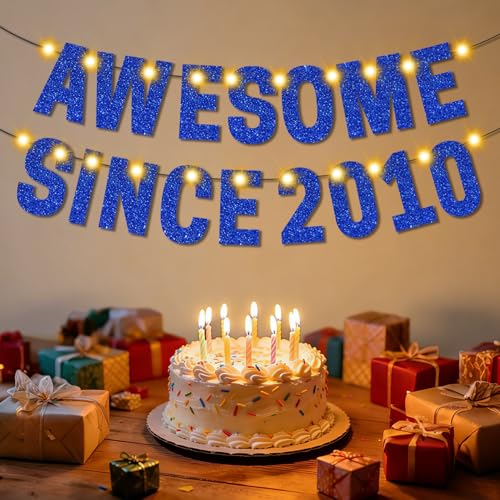 16th Birthday Decorations with LED Lights - Awesome Since 2010 Banner