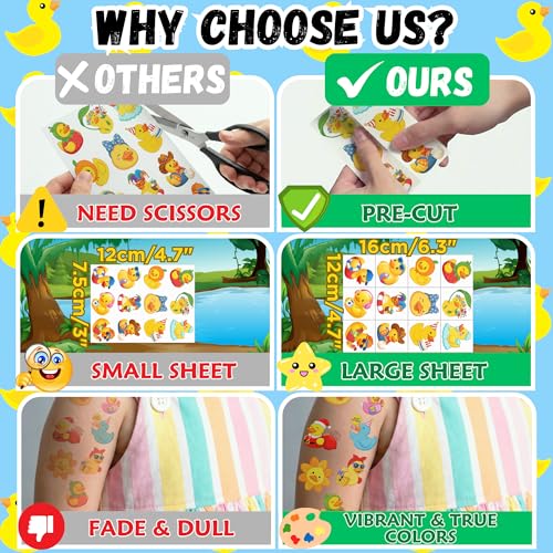 96-Pack Rubber Duck Temporary Tattoos for Kids & Pool Parties