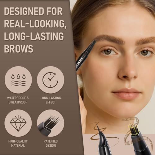 SUSIKEKI 2-in-1 Dual-Ended Microblading Eyebrow Pencil 02 Brown with 4D Brow-Fection & 15° Detailing Brush