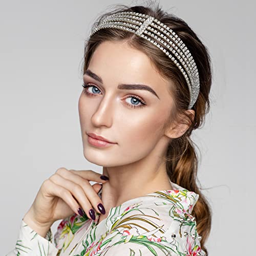 ANCIRS 2 Pack Multi-Layered Elastic Headbands - Gold & Silver