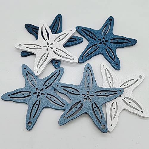 36Pcs Wooden Beach Ornaments - Starfish & Shells for DIY Decor