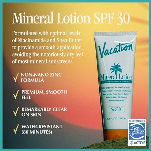 Vacation Mineral Sunscreen Lotion SPF 30 - Non-Nano Zinc, 3.4 oz