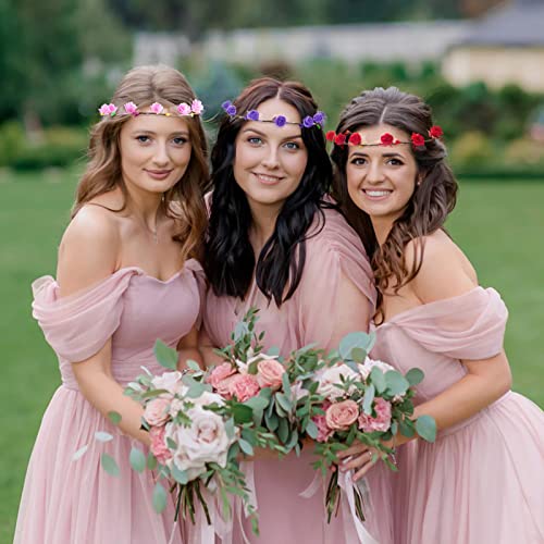 7 Pcs LED Flower Crown Headbands for Women - Glowing Floral Wreaths for Wedding & Party