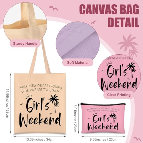 Paterr 8 Pcs Girls Weekend Gift Set - Stylish Color Tote & Makeup Bags