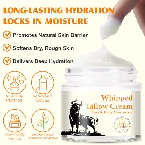 Beef Tallow & Honey Face & Body Moisturizer - Nourishing Anti-Aging Balm 60g