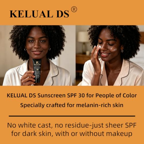 KELUAL DS Sunscreen SPF 30 for Women of Color - No White Residue