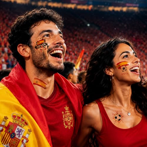 Spain Flag Temporary Tattoos - 20 Pcs Waterproof Body Art