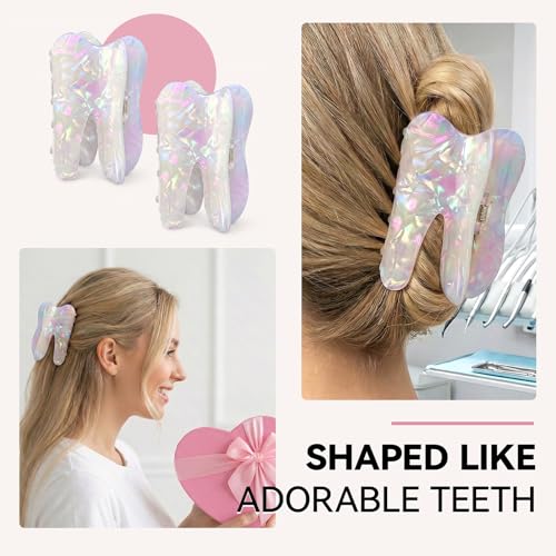 2 Pack Tooth-Shaped Hair Claw Clips for Thick & Curly Hair