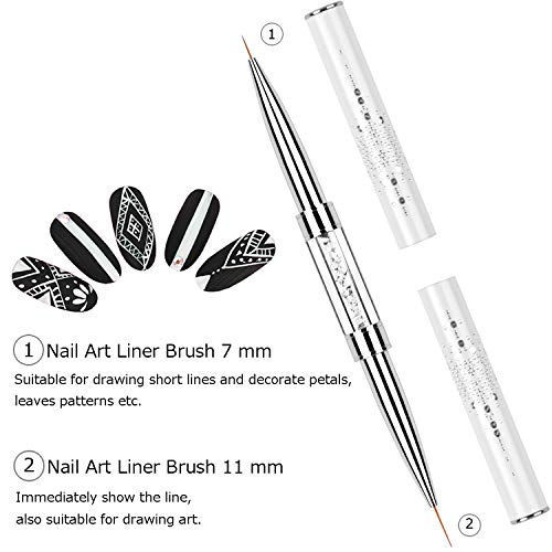 2Pcs Nail Art Brush Set with Rhinestone Handles for Gel & Acrylic Nails