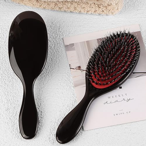GlamorDove Boar Bristle Hair Extension Brush for Smoothing & Detangling