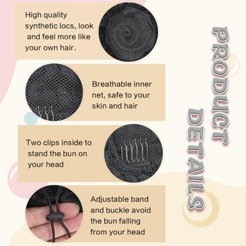 8 Inch Faux Loc Ponytail Hair Bun for Black Women - 2 Pack, Petal Style