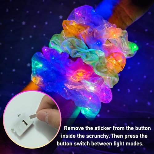 MiraWish LED Mermaid Pearl Light Up Scrunchies - 20 Pack Glow Accessories