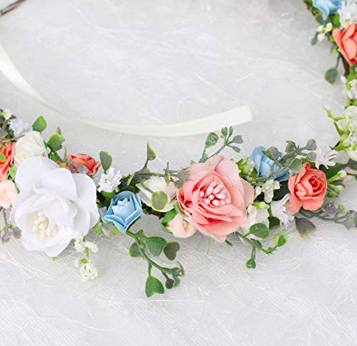 Vivivalue 52 Floral Headband Rose Crown Halo Headpiece