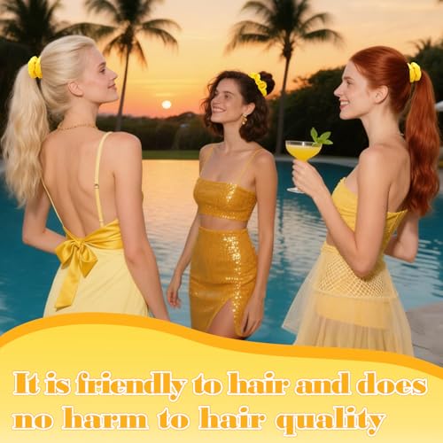 YISSION Yellow Velvet Hair Scrunchies - 2 Pack for Women & Girls