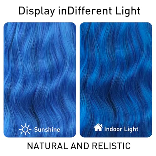 Blue Wigs for Women 14 Inch Curly Wavy Bob Cosplay Party Halloween Synthetic Hair