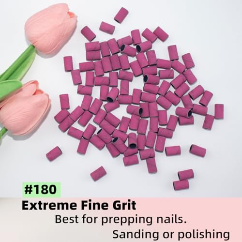 100 Pink 180 Grit Sanding Bands for Nail Drill - Professional Use