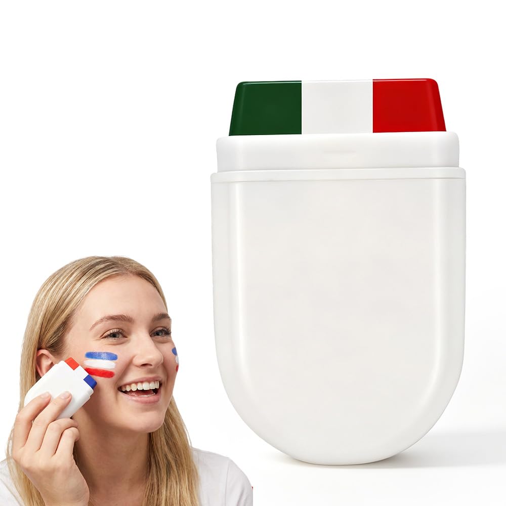 Face Paint Stick for Sports Fans - Washable Red, White & Green Glitter | Perfect for Baseball & Soccer Games