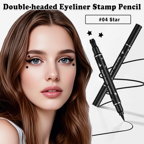 Double-Headed Black Eyeliner Stamp Pen Set for Easy Cat Eye Makeup