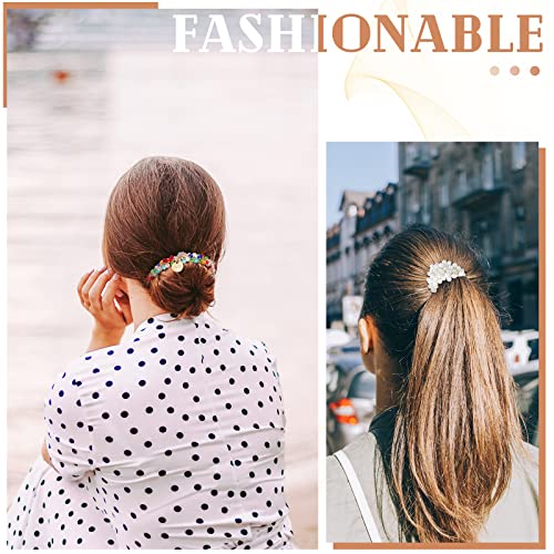 Yinder 9 Pcs Crystal Hair Ties - Boho Elastic Scrunchies for Women