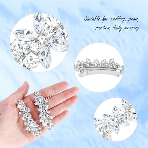 WHAVEL 4Pcs Silver Rhinestone Hair Clips & Bobby Pins Set B - Bridal Wedding Prom