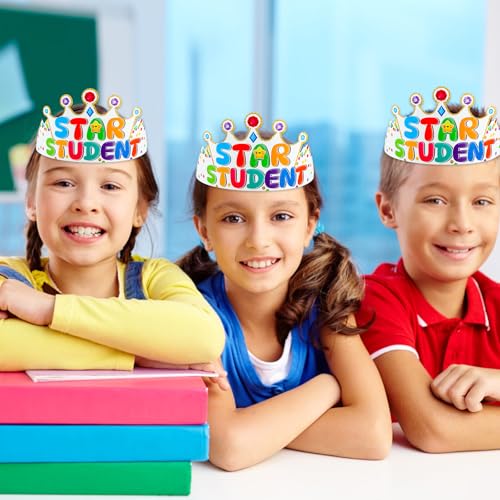 D4DREAM 24pcs Adjustable Paper Crowns Craft Kits for Kids